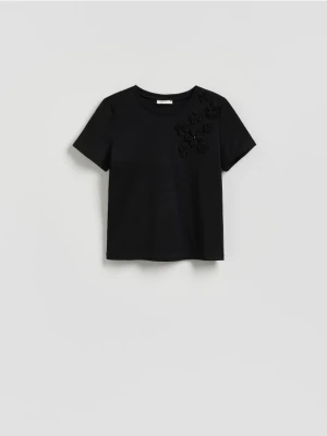Reserved - T-shirt oversize z aplikacjami - czarny