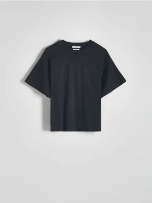 Reserved - T-shirt oversize z merceryzowanej bawełny - czarny