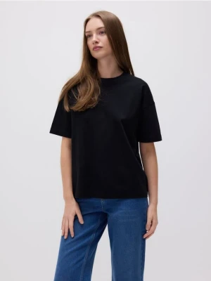 Reserved - T-shirt oversize z merceryzowanej bawełny - czarny