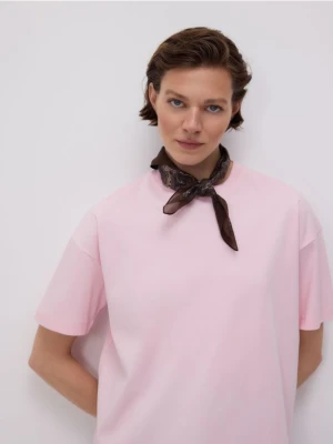 Reserved - T-shirt oversize z merceryzowanej bawełny - pastelowy róż