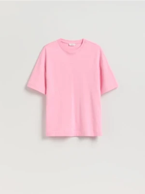Reserved - T-shirt oversize z merceryzowanej bawełny - różowy