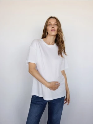 Reserved - T-shirt oversize z modalem - biały
