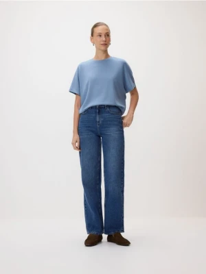 Reserved - T-shirt oversize z modalem - jasnoniebieski