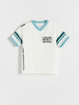 Reserved - T-shirt oversize z nadrukiem - biały