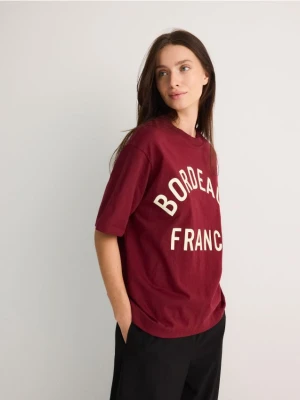 Zdjęcie produktu Reserved - T-shirt oversize z nadrukiem - bordowy