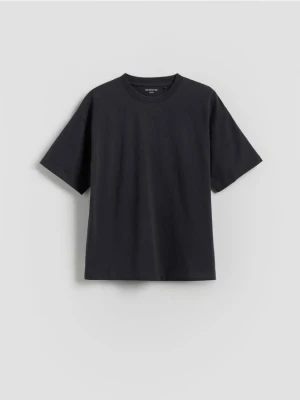 Reserved - T-shirt oversize z nadrukiem - ciemnoszary