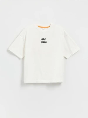 Reserved - T-shirt oversize - złamana biel