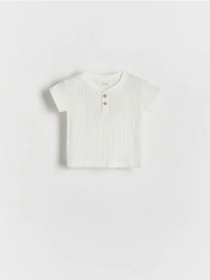 Reserved - T-shirt oversize - złamana biel