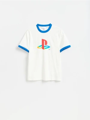 Reserved - T-shirt Playstation - złamana biel