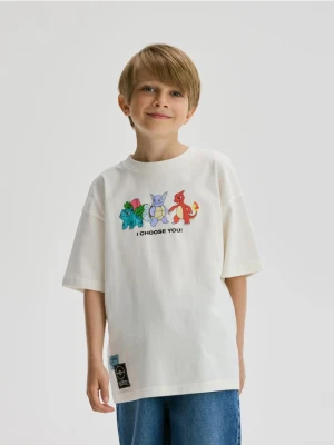 Reserved - T-shirt Pokémon - złamana biel