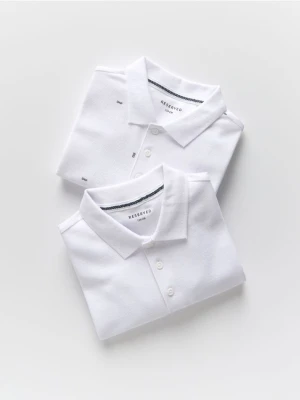 Reserved - T-shirt polo 2 pack - złamana biel