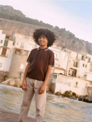 Reserved - T-shirt polo - brązowy