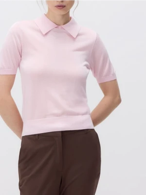 Reserved - T-shirt polo - pastelowy róż