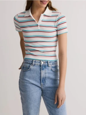 Reserved - T-shirt polo w paski - wielobarwny