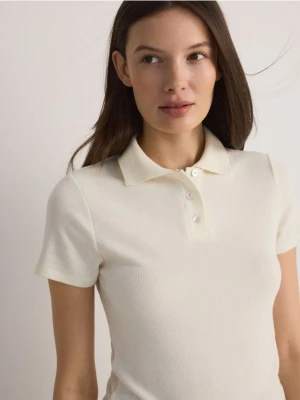 Zdjęcie produktu Reserved - T-shirt polo z wiskozą - jasnożółty