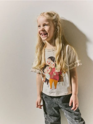 Reserved - T-shirt Pucio - kremowy