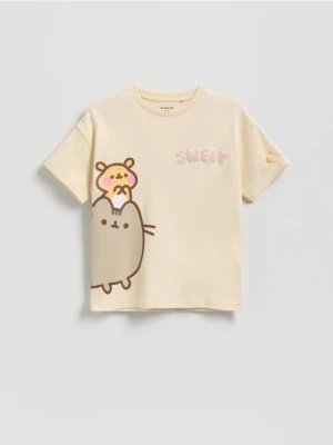Reserved - T-shirt Pusheen - beżowy