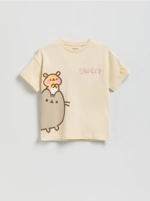 Reserved - T-shirt Pusheen - beżowy