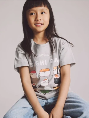 Reserved - T-shirt Pusheen - jasnoszary