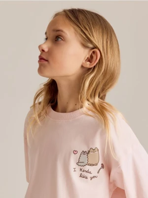 Reserved - T-shirt Pusheen - różowy