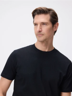 Reserved - T-shirt regular fit z lnem - czarny