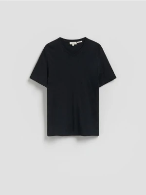 Reserved - T-shirt regular fit z lnem - czarny