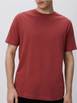 Reserved - T-shirt regular fit z lnem - czerwony