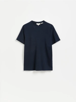 Reserved - T-shirt regular fit z lnem - granatowy