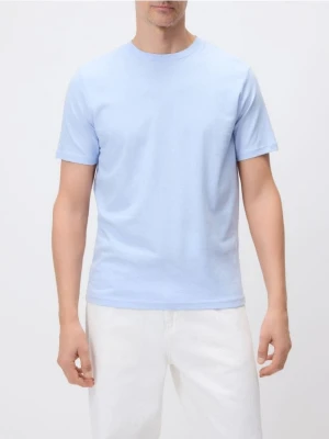 Reserved - T-shirt regular fit z lnem - jasnoniebieski
