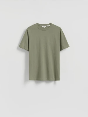 Reserved - T-shirt regular fit z lnem - jasny zielony