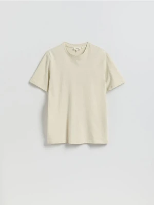 Reserved - T-shirt regular fit z lnem - złamana biel