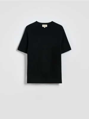 Reserved - T-shirt regular fit z lyocellu - czarny