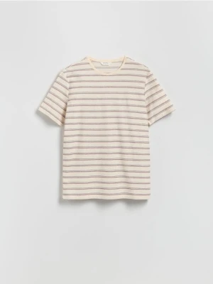 Reserved - T-shirt regular w paski - bordowy