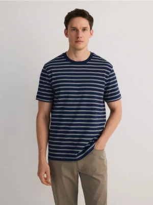 Zdjęcie produktu Reserved - T-shirt regular w paski - granatowy