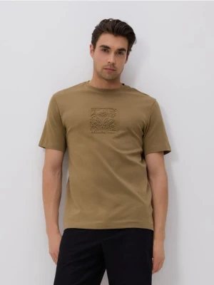 Reserved - T-shirt regular z aplikacją - oliwkowy