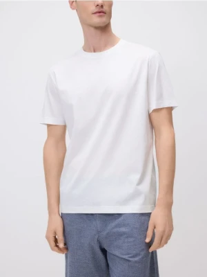 Reserved - T-shirt regular z bawełną merceryzowaną - biały