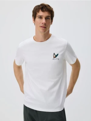 Reserved - T-shirt regular z bawełny merceryzowanej - biały