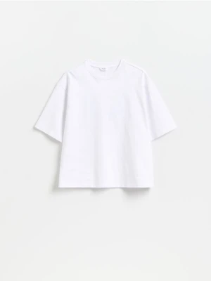 Reserved - T-shirt regular z bawełny merceryzowanej - biały