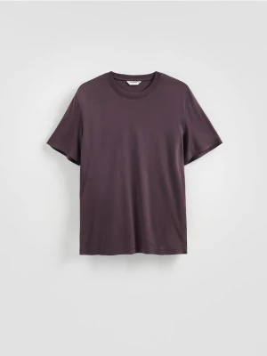 Reserved - T-shirt regular z bawełny merceryzowanej - brązowy