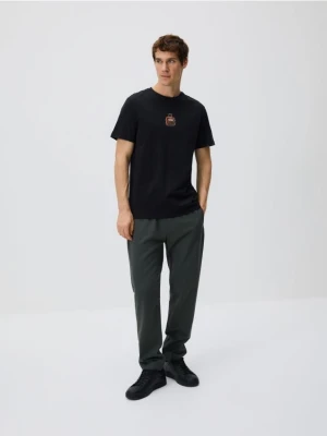 Reserved - T-shirt regular z bawełny merceryzowanej - czarny