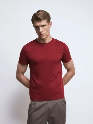 Reserved - T-shirt regular z bawełny merceryzowanej - czerwony