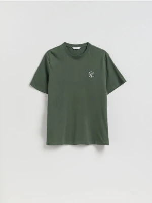 Reserved - T-shirt regular z bawełny - oliwkowy