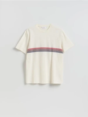 Reserved - T-shirt regular z bawełny - złamana biel