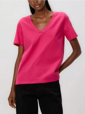 Reserved - T-shirt regular z dekoltem V - jasnofioletowy