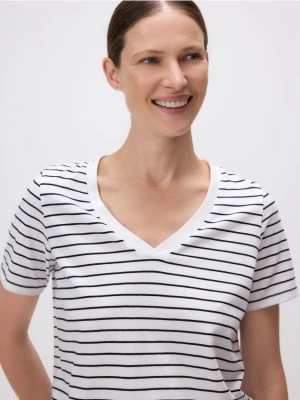 Reserved - T-shirt regular z dekotem V - wielobarwny