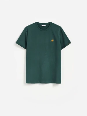 Reserved - T-shirt regular z haftem - ciemnozielony