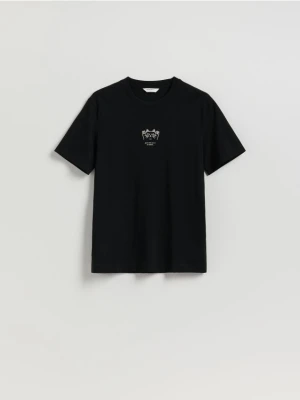 Reserved - T-shirt regular z haftem - czarny