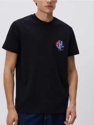 Reserved - T-shirt regular z haftem - czarny