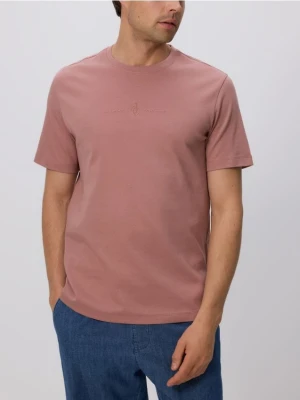 Reserved - T-shirt regular z haftem - jasnofioletowy