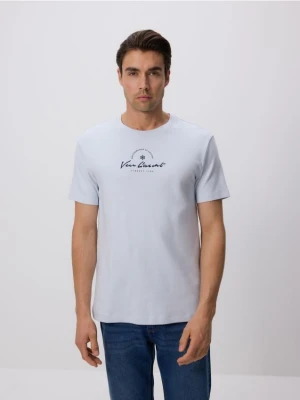 Reserved - T-shirt regular z haftem - jasnoniebieski